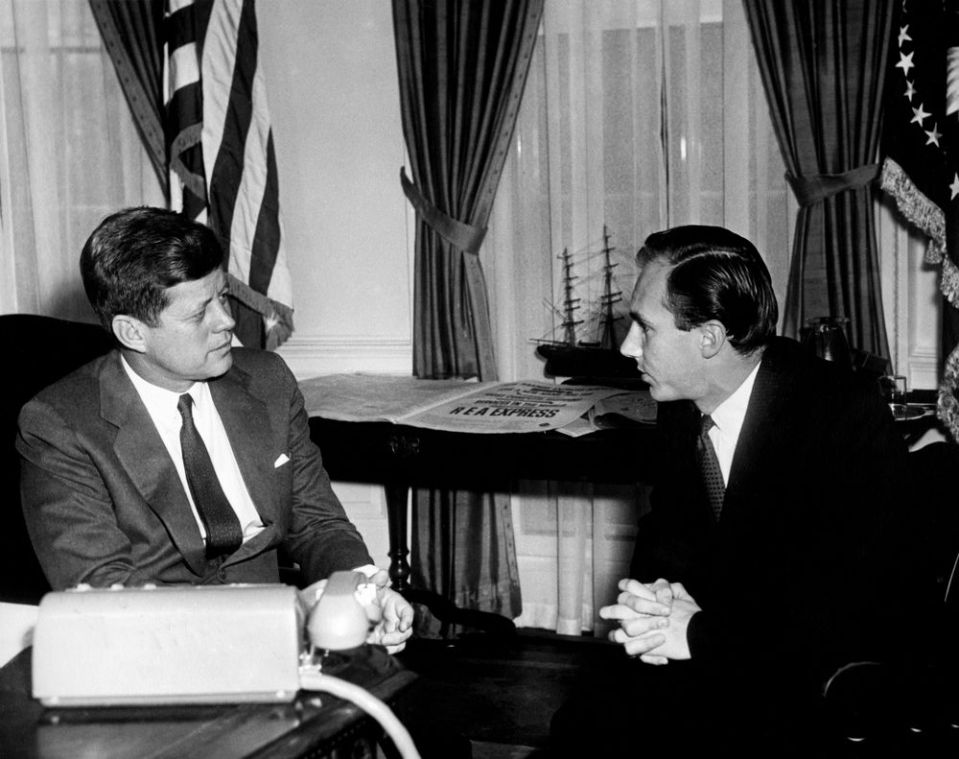 President John F. Kennedy Meets with His Highness the Aga Khan, Prince Karim al-Husseini, at the Oval Office, White House, on March 14, 1961