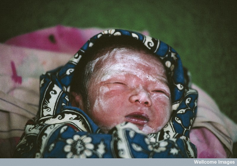 N0026585 Life in rurl Indonesia. Baby in wraps