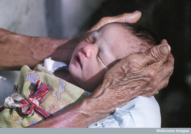 N0026594 Life in rural Indonesia. Baby care.
