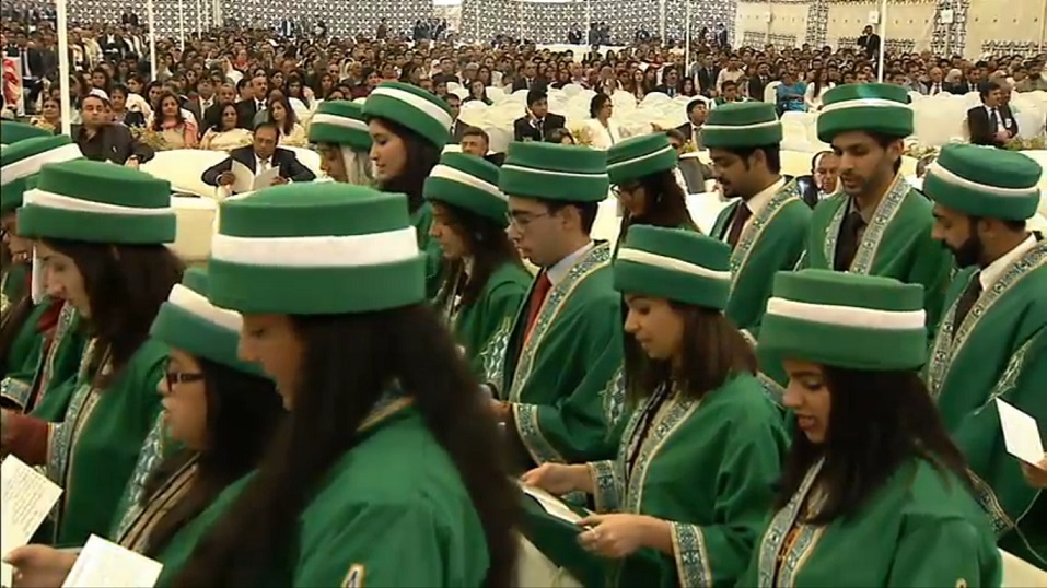 Doctors take a joint oath conceived at the Aga Khan University. The oath binds them to correct ethical principles and behaviour as they set out on a journey to serve humanity, and concludes with the recognition of Allah as the guiding force.