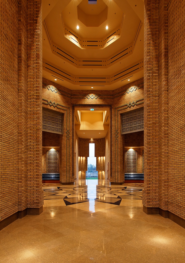 A view into entry foyer of the Ismaili Centre in Dushanbe. Photo: FNDA Architecture Inc. Copyright.
