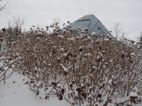 Aga Khan Park, Aga Khan Museum and the Ismaili Centre on white Xmas Christmas Friday December 25, 2020. Simergphotos Simerg and Barakah Malik Merchant.