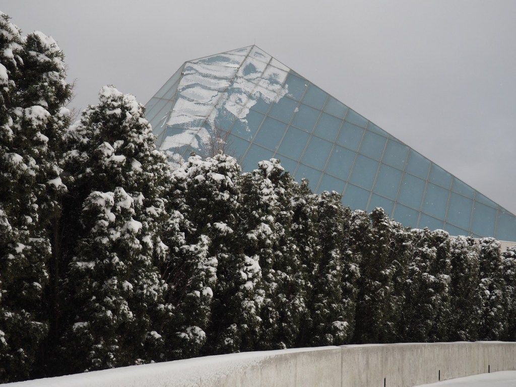 Aga Khan Park, Aga Khan Museum and the Ismaili Centre on white Xmas Christmas Friday December 25, 2020. Simergphotos Simerg and Barakah Malik Merchant.