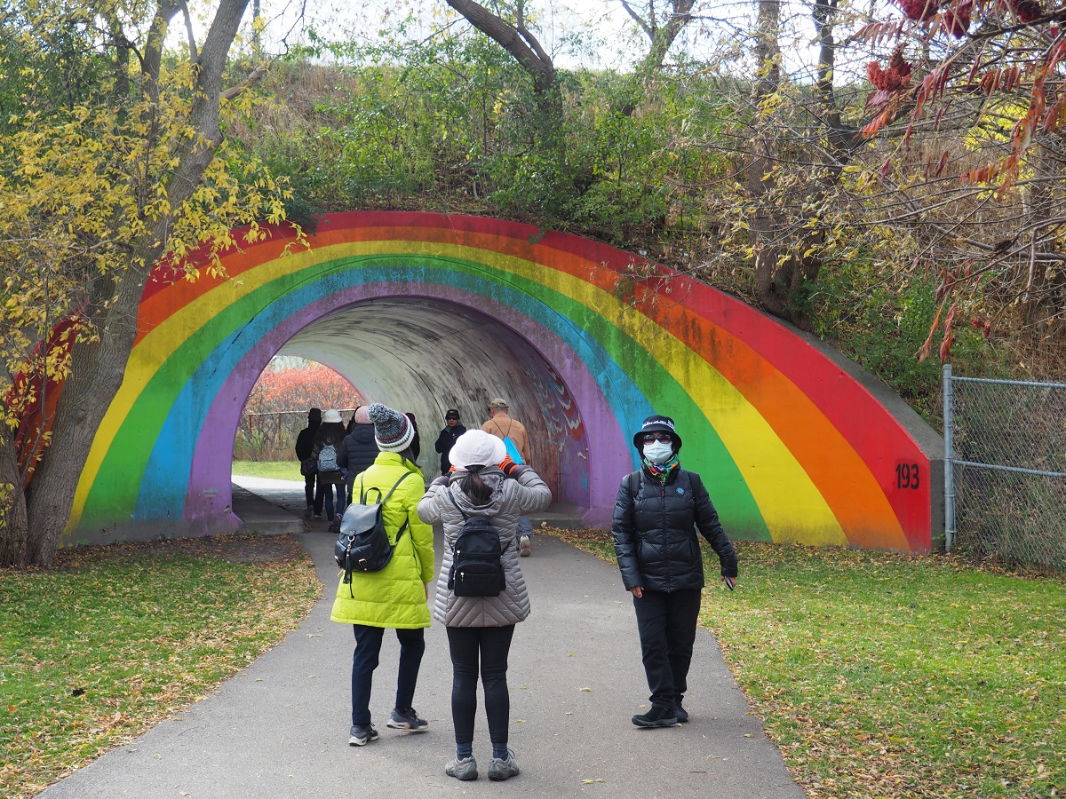 Don Valley Parkway rainbow bridge for pedestrians