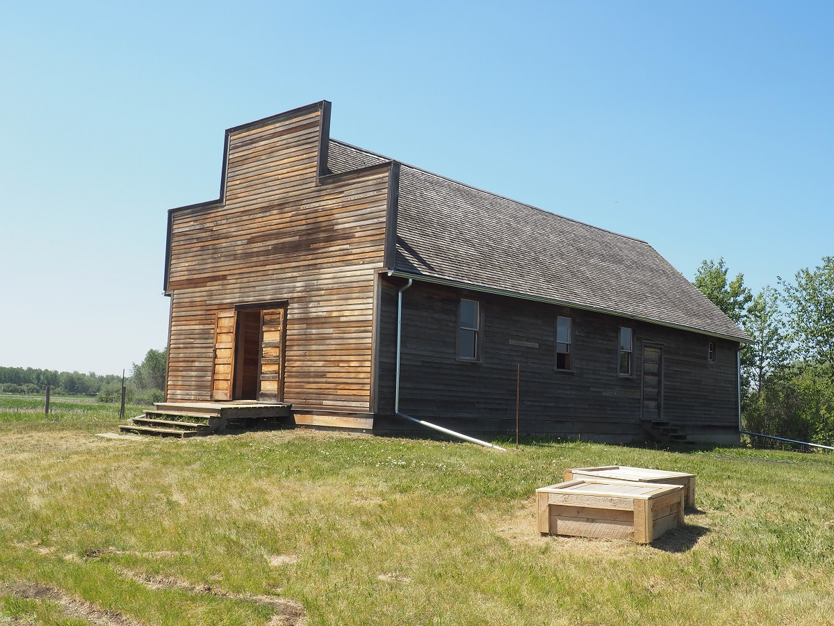 Kiew Hall, built 1924, a community centre typical of Uktrainian rural communities in east central Alberta. This hall is from Kiew, a community 16 kms northeast of Vegreville; Ukrainian Cultural Heritage Village near Elk Island National Park;