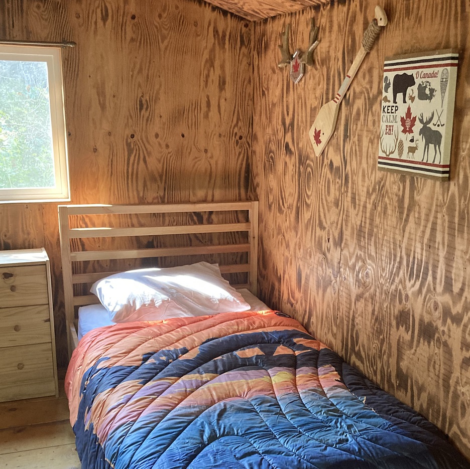 A partial view of my comfortable cabin at the 11 Bridges Campground;