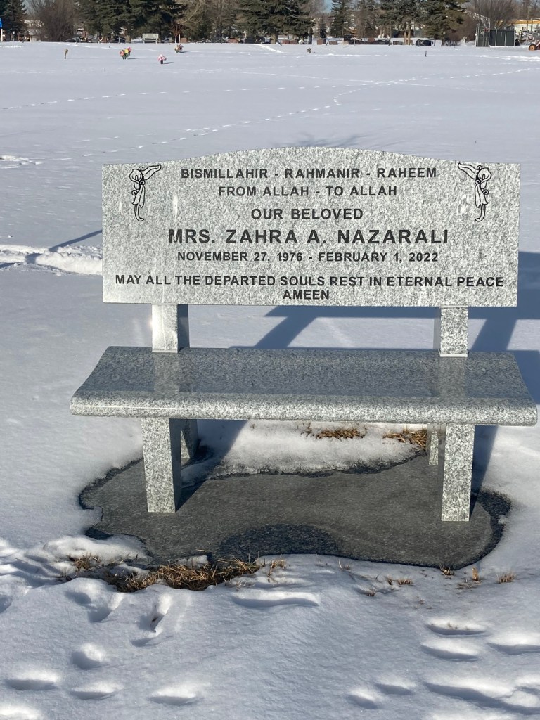 Memorial Benches to Deceased Ismailis at the Rocky View Garden of Peace Cemetery