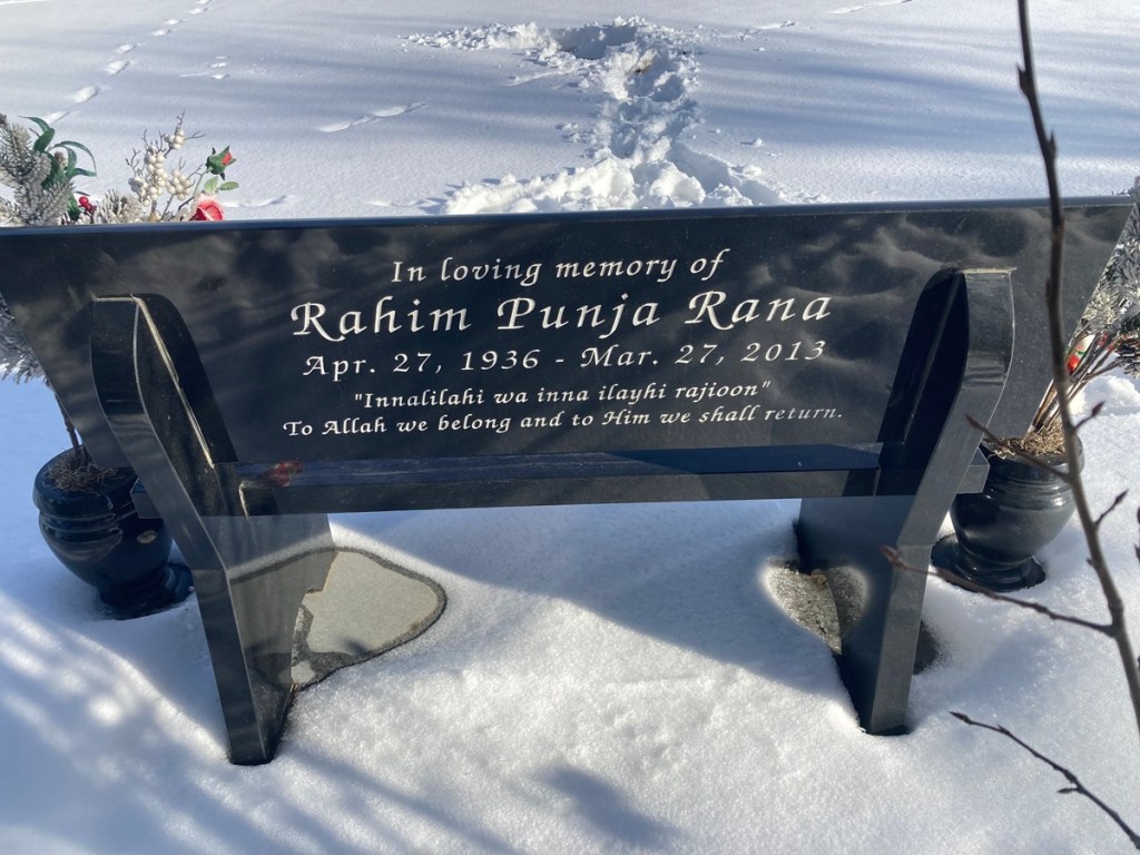 Memorial Benches to Deceased Ismailis at the Rocky View Garden of Peace Cemetery