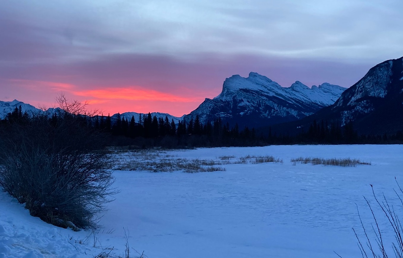 Mount Rundle pictured from Vermillion Lakes, Banff National Park.