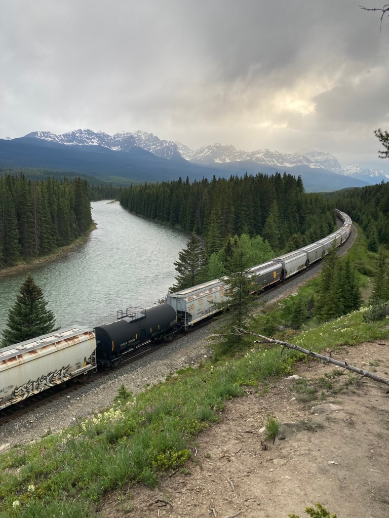 Storm Mountain Day Use area Lookout, Banff National Park, CP Freight train