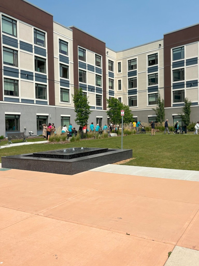 Care residents on walkers and wheelchairs in support of the Aga Khan Foundation World Partnership Walk, Generations Calgary, June 8, 2025. Photograph: Malik Merchant / Simerg Photos.