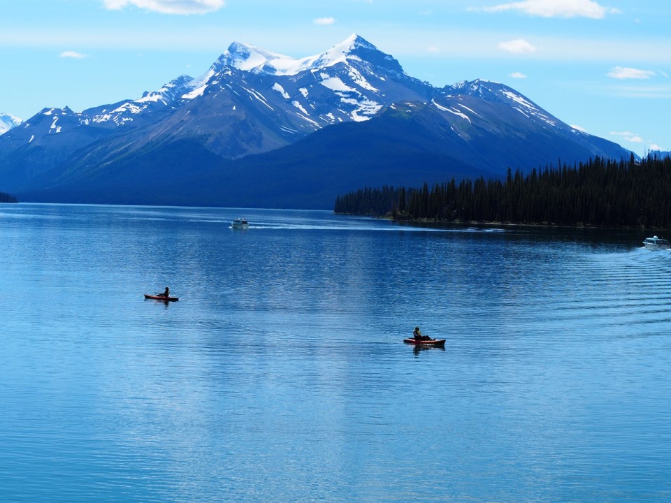A view of Maligne Lake from Mary Schäffer loop trail