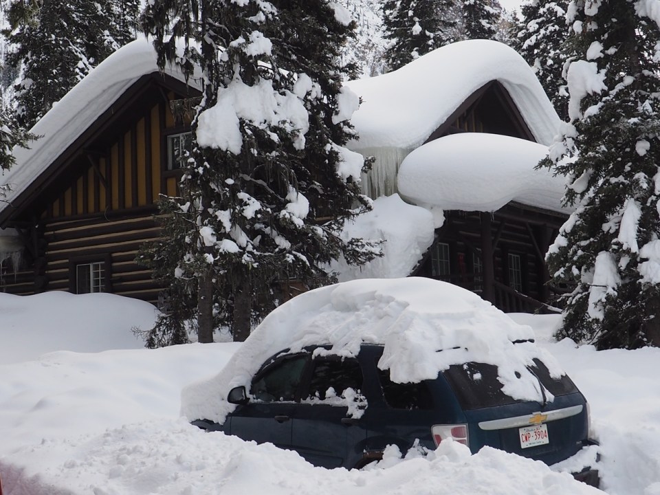 snow packed lake louise
