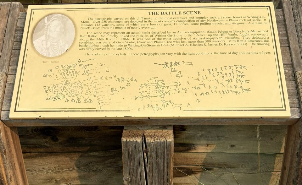 Battle Scene Writing on Stone