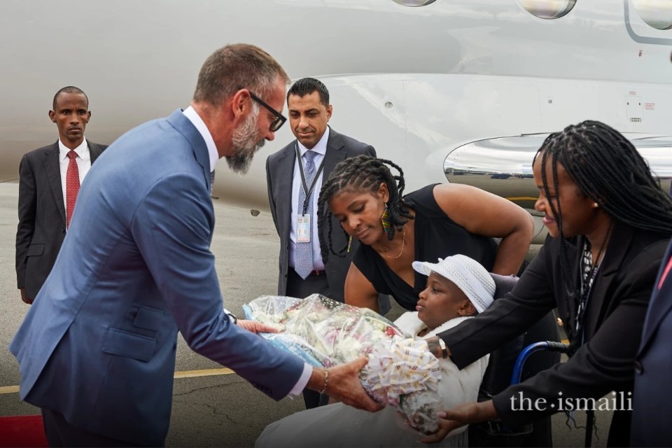 Welcome bouquets for the Aga Khan