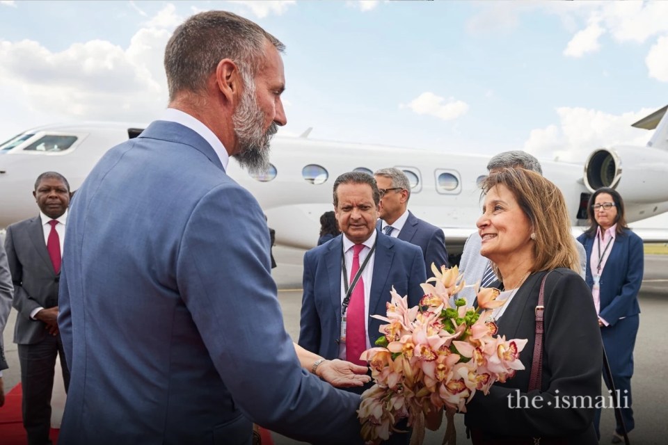 Welcome bouquets for the Aga Khan
