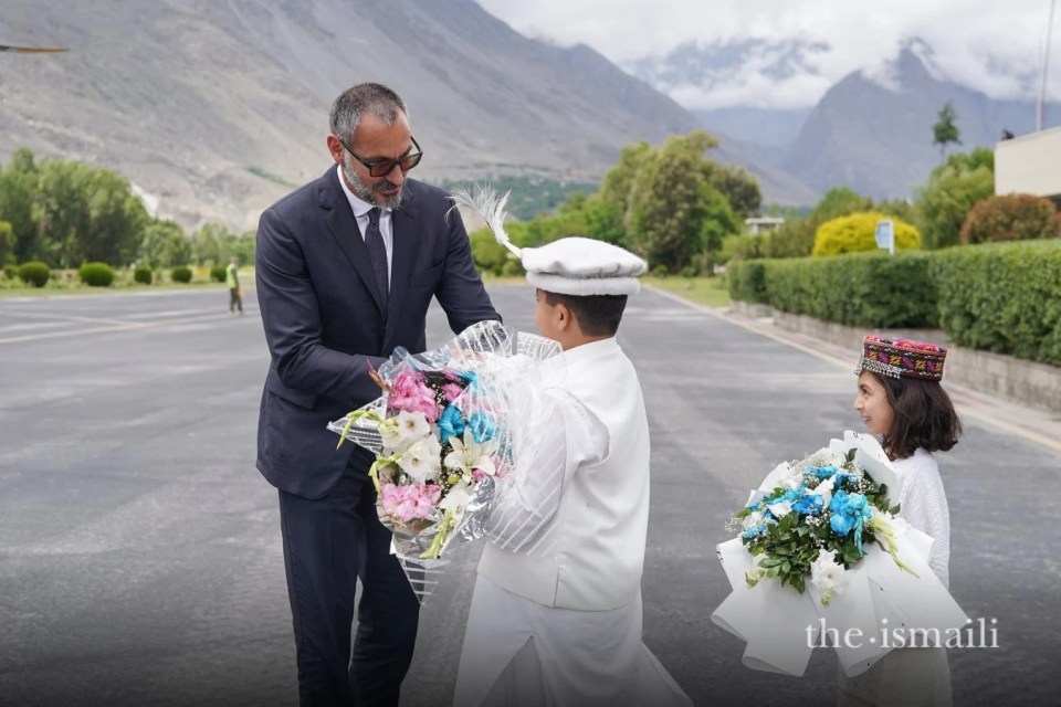 Welcome bouquets for the Aga Khan